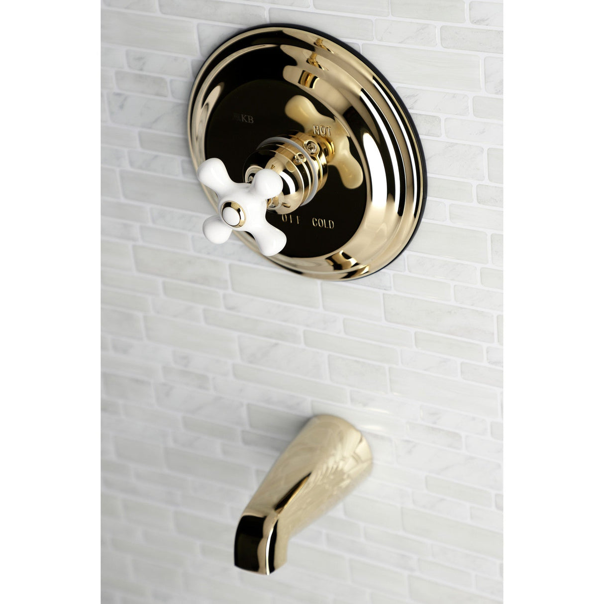 Vintage KB3632PXTO Single-Handle 2-Hole Wall Mount Tub and Shower Faucet Tub Only, Polished Brass