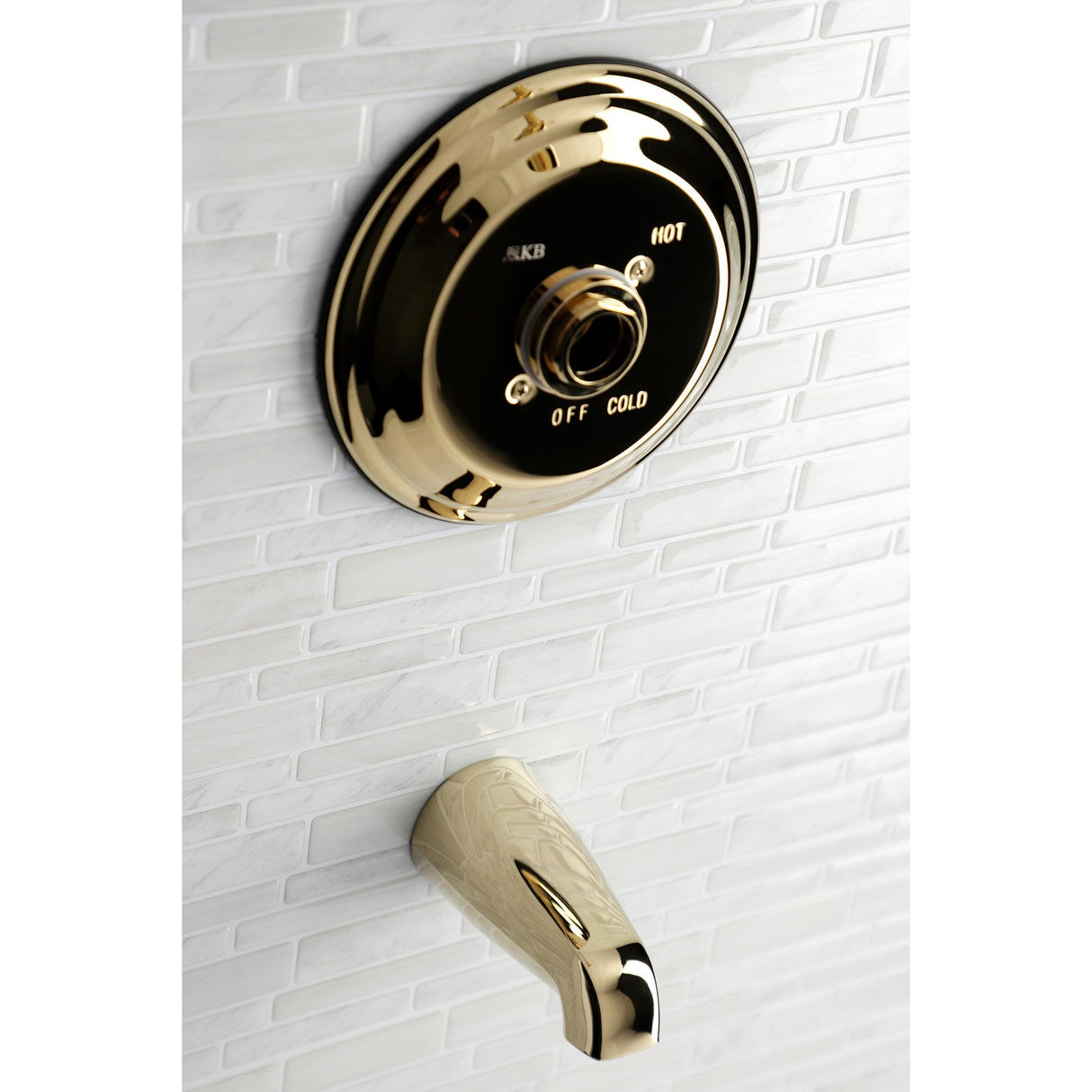 KB3632TTLH 2-Hole Wall Mount Tub and Shower Faucet Tub Trim Only without Handle, Polished Brass