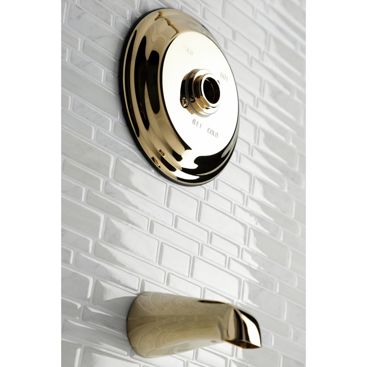 KB3632TTLH 2-Hole Wall Mount Tub and Shower Faucet Tub Trim Only without Handle, Polished Brass