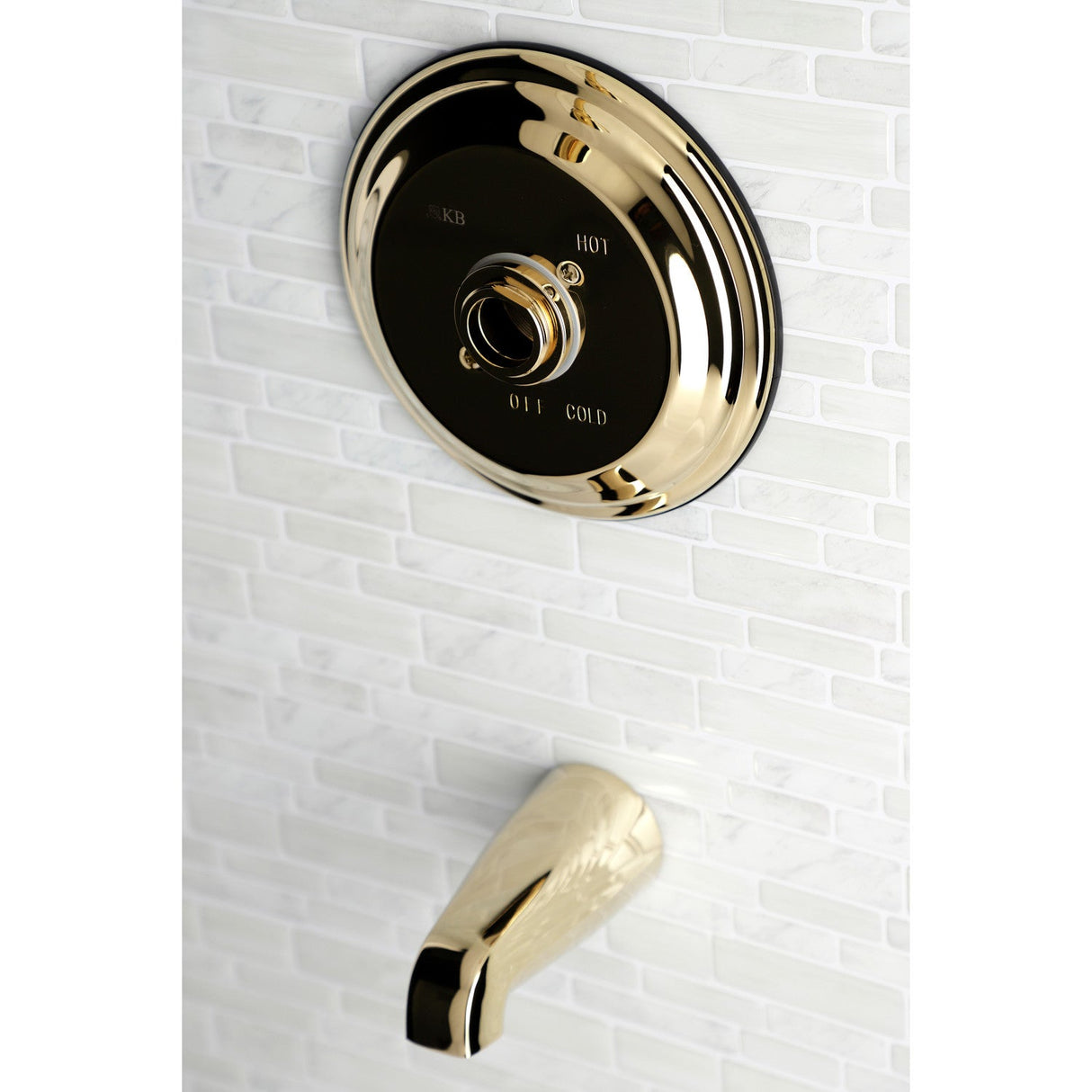 KB3632TTLH 2-Hole Wall Mount Tub and Shower Faucet Tub Trim Only without Handle, Polished Brass