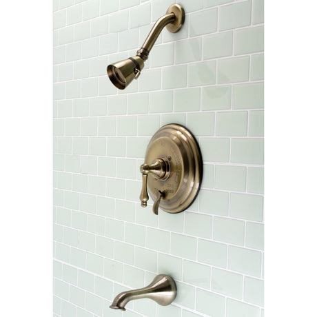 Restoration KB36330AL Single-Handle 3-Hole Wall Mount Tub and Shower Faucet, Antique Brass