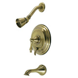 Restoration KB36330AL Single-Handle 3-Hole Wall Mount Tub and Shower Faucet, Antique Brass