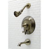 Restoration KB36330PL Single-Handle 3-Hole Wall Mount Tub and Shower Faucet, Antique Brass