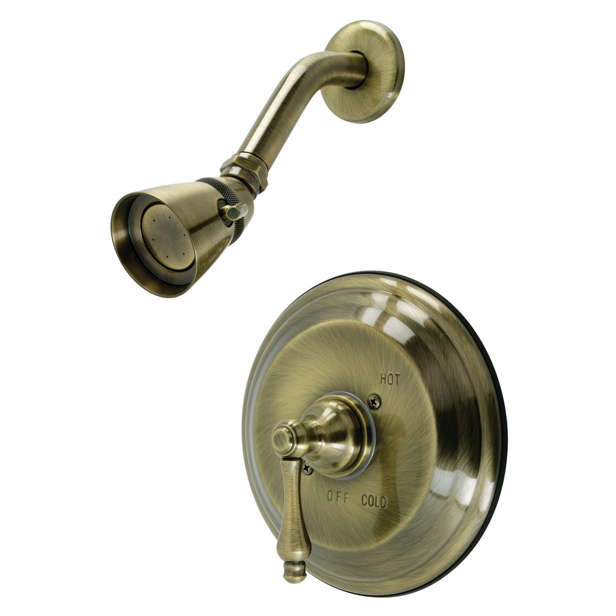 Restoration KB3633ALSO Single-Handle 2-Hole Wall Mount Shower Faucet, Antique Brass