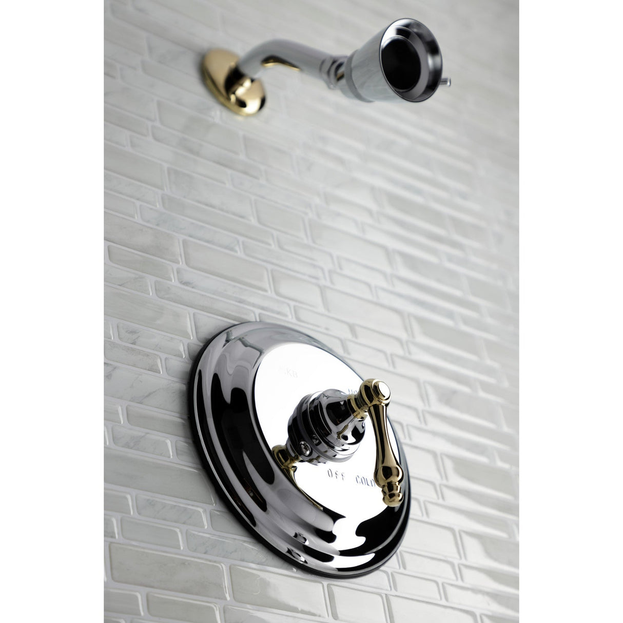 Restoration KB3634ALSO Single-Handle 2-Hole Wall Mount Shower Faucet, Polished Chrome/Polished Brass