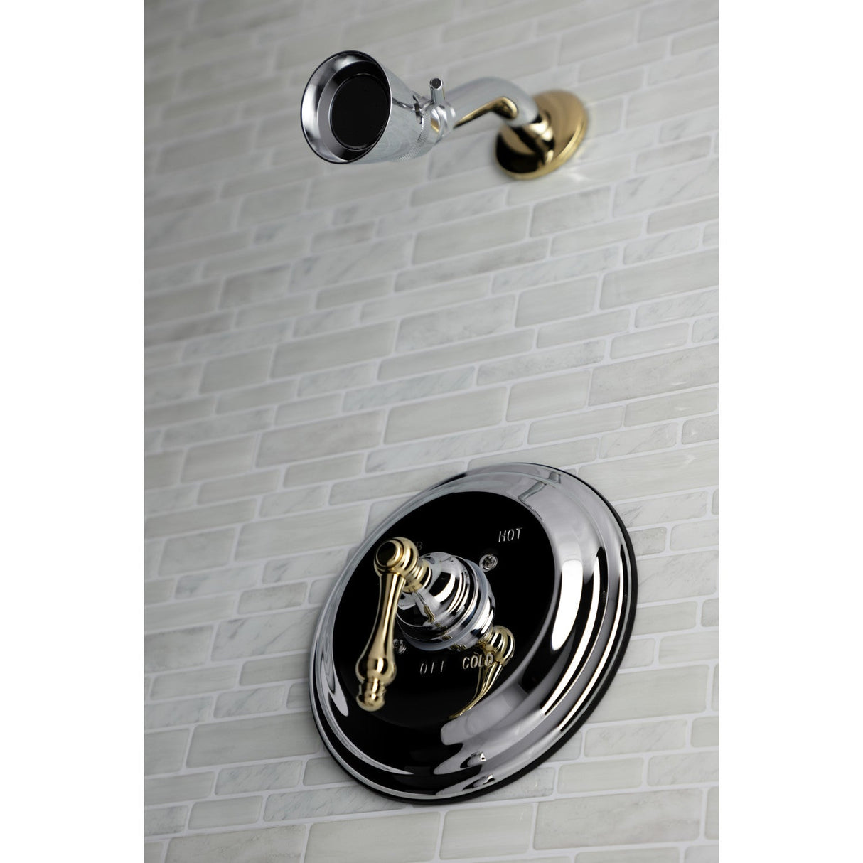 Restoration KB3634ALSO Single-Handle 2-Hole Wall Mount Shower Faucet, Polished Chrome/Polished Brass