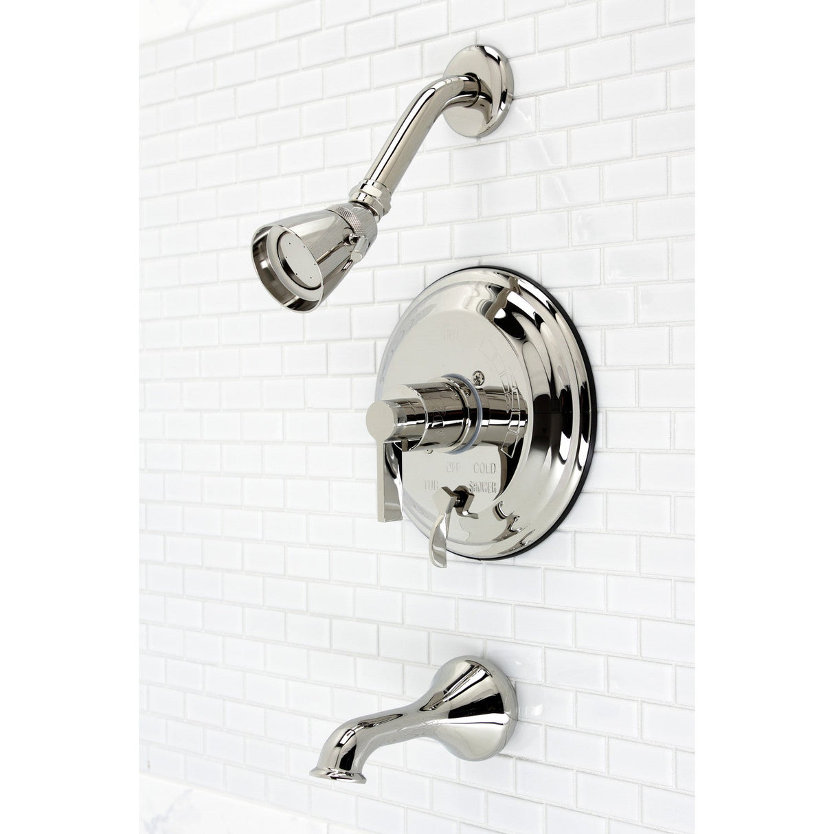 NuvoFusion KB36360NDL Wall Mount Tub and Shower Faucet, Polished Nickel
