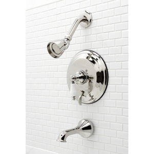 Restoration KB36360PL Single-Handle 3-Hole Wall Mount Tub and Shower Faucet, Polished Nickel