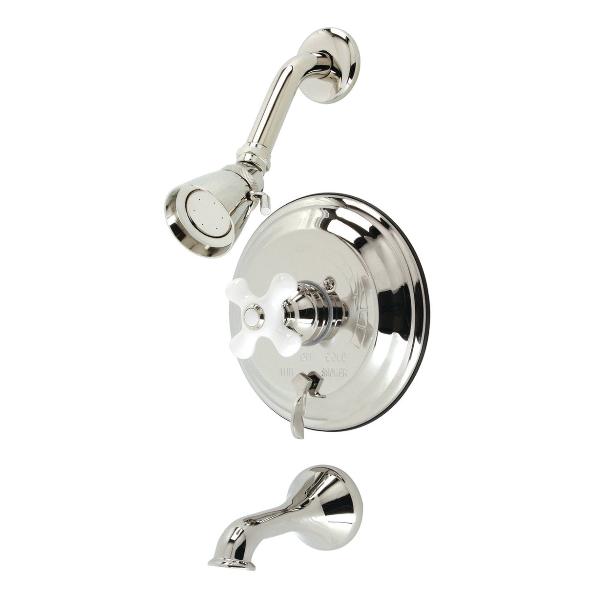 Restoration KB36360PX Single-Handle 3-Hole Wall Mount Tub and Shower Faucet, Polished Nickel