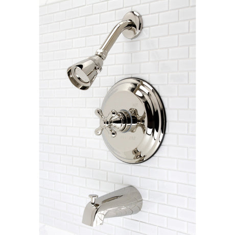 Restoration KB3636AX Single-Handle 3-Hole Wall Mount Tub and Shower Faucet, Polished Nickel