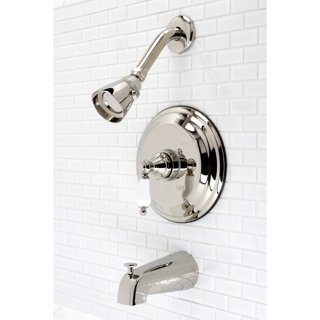 Restoration KB3636PL Single-Handle 3-Hole Wall Mount Tub and Shower Faucet, Polished Nickel