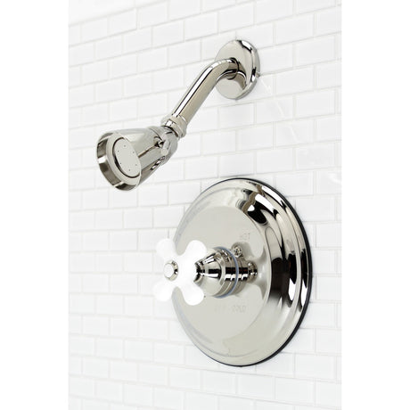 Restoration KB3636PXSO Single-Handle 2-Hole Wall Mount Shower Faucet, Polished Nickel