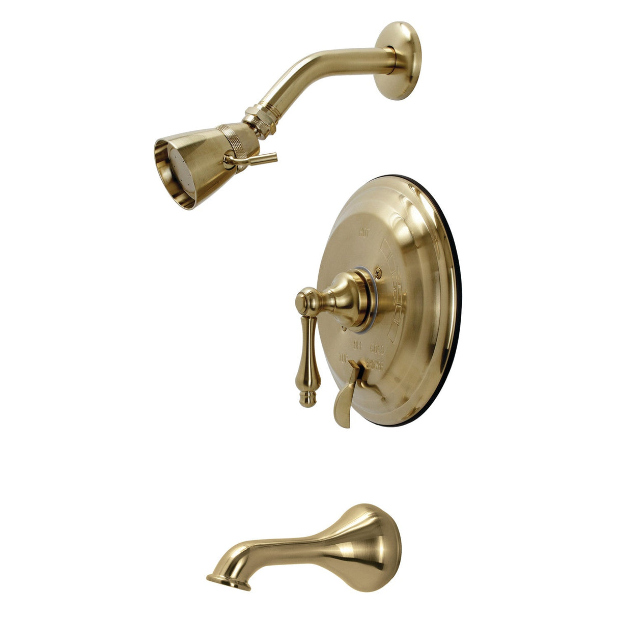 Restoration KB36370AL Single-Handle 3-Hole Wall Mount Tub and Shower Faucet, Brushed Brass