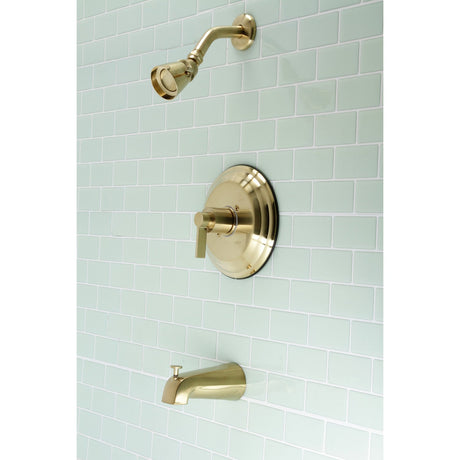 NuvoFusion KB3637NDL Wall Mount Tub and Shower Faucet, Brushed Brass