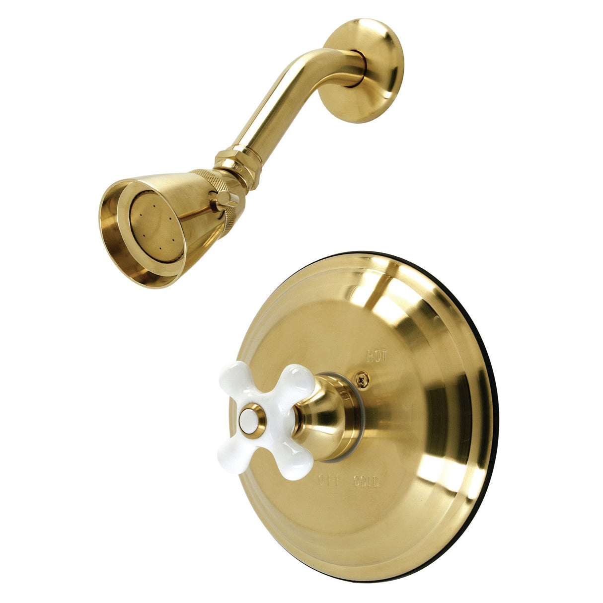 Restoration KB3637PXSO Single-Handle 2-Hole Wall Mount Shower Faucet, Brushed Brass