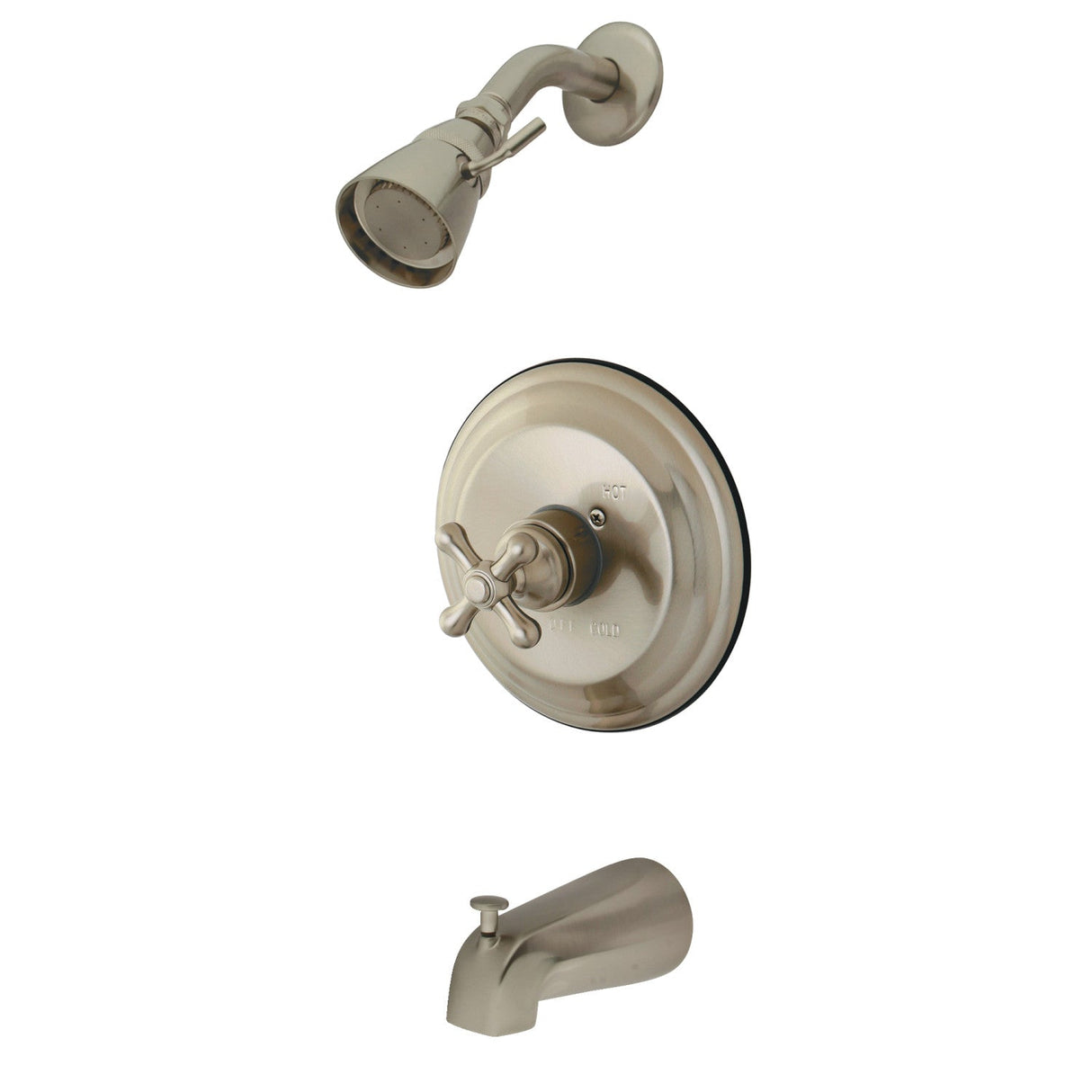 Restoration KB3638AX Single-Handle 3-Hole Wall Mount Tub and Shower Faucet, Brushed Nickel