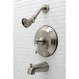Restoration KB3638PL Single-Handle 3-Hole Wall Mount Tub and Shower Faucet, Brushed Nickel