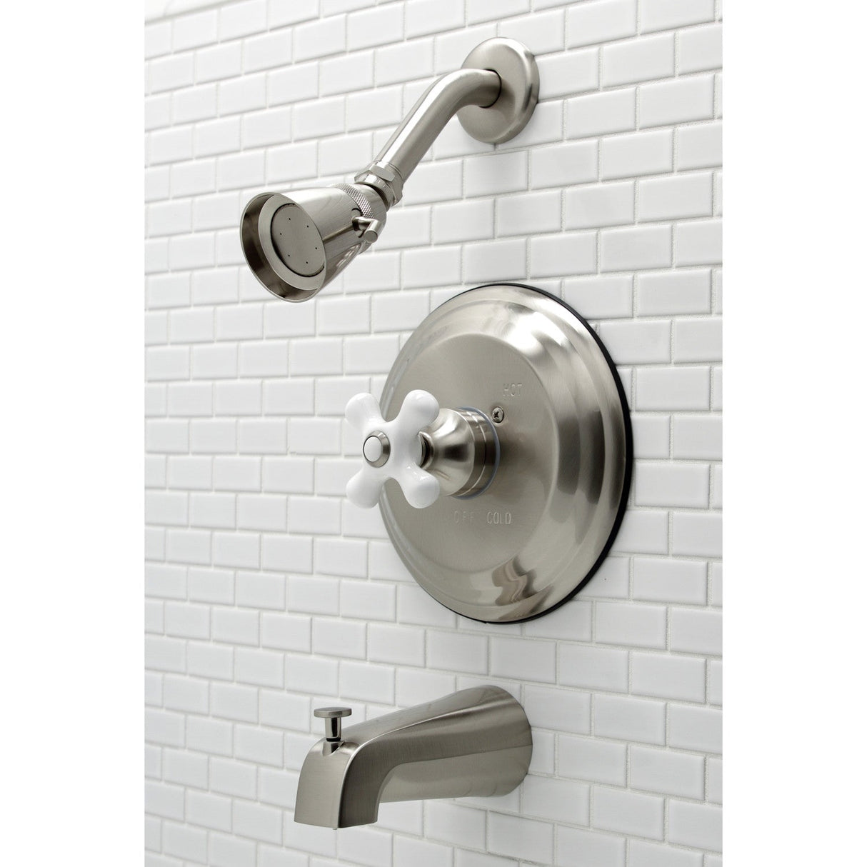 KB3638PXT Single-Handle 3-Hole Wall Mount Tub and Shower Faucet Trim Only, Brushed Nickel