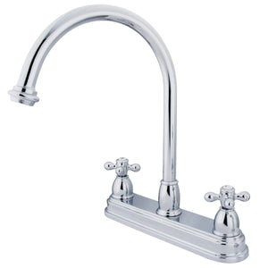 Restoration KB3741AX Two-Handle 3-Hole Deck Mount 8" Centerset Kitchen Faucet, Polished Chrome