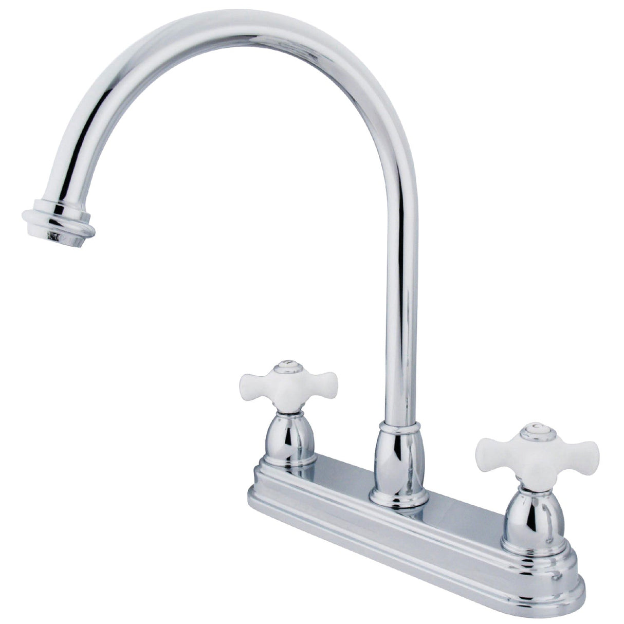 Restoration KB3741PX Two-Handle 3-Hole Deck Mount 8" Centerset Kitchen Faucet, Polished Chrome