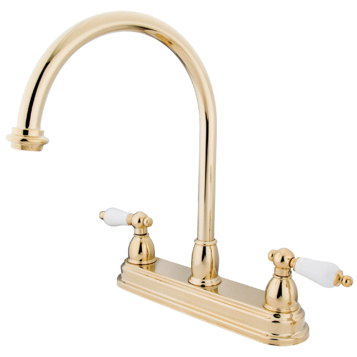 Restoration KB3742PL Two-Handle 3-Hole Deck Mount 8" Centerset Kitchen Faucet, Polished Brass