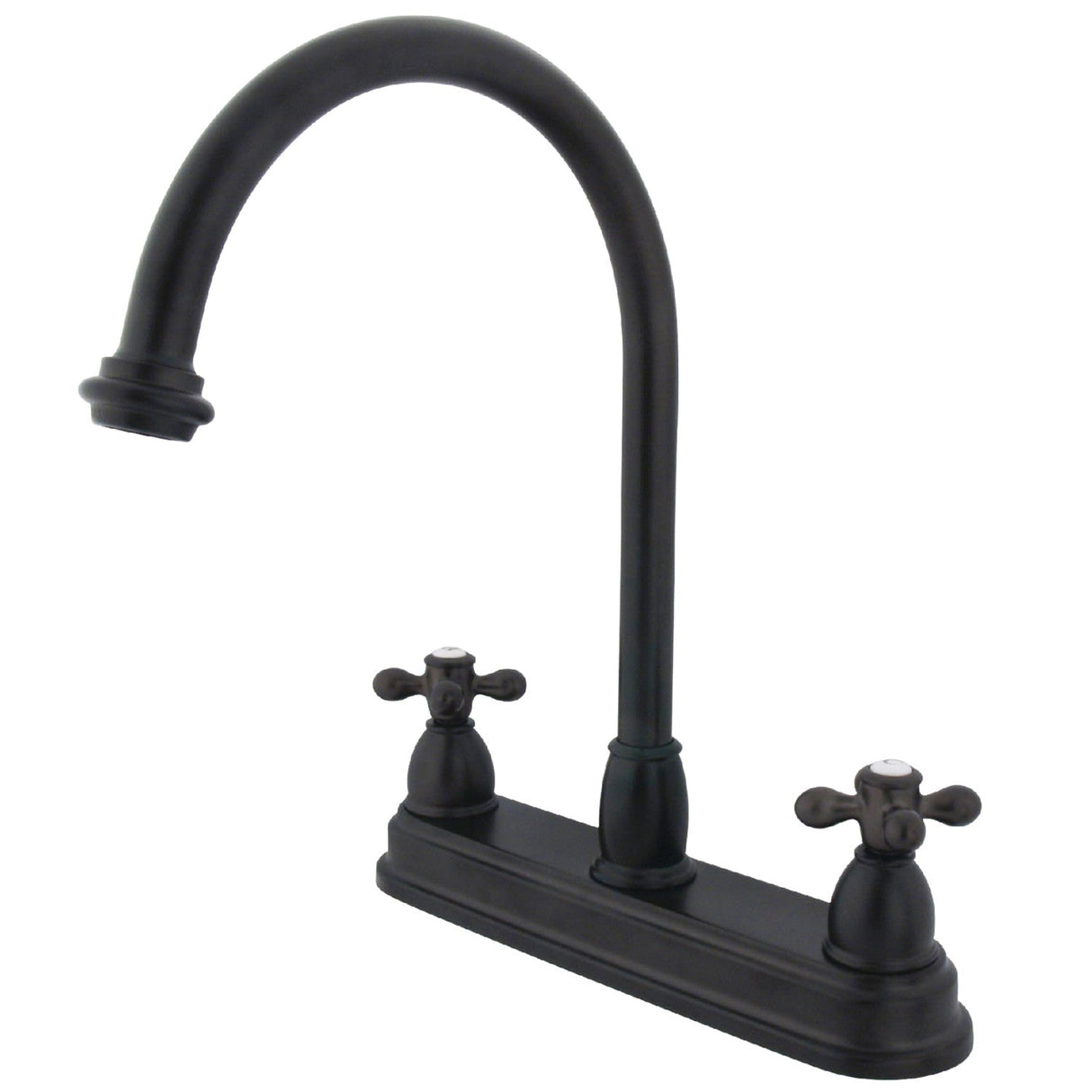 Restoration KB3745AX Two-Handle 3-Hole Deck Mount 8" Centerset Kitchen Faucet, Oil Rubbed Bronze