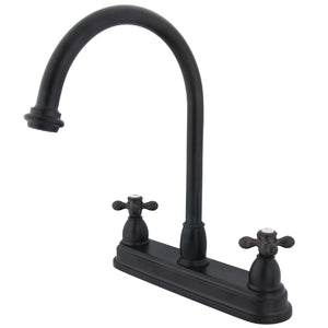 Restoration KB3745AX Two-Handle 3-Hole Deck Mount 8" Centerset Kitchen Faucet, Oil Rubbed Bronze