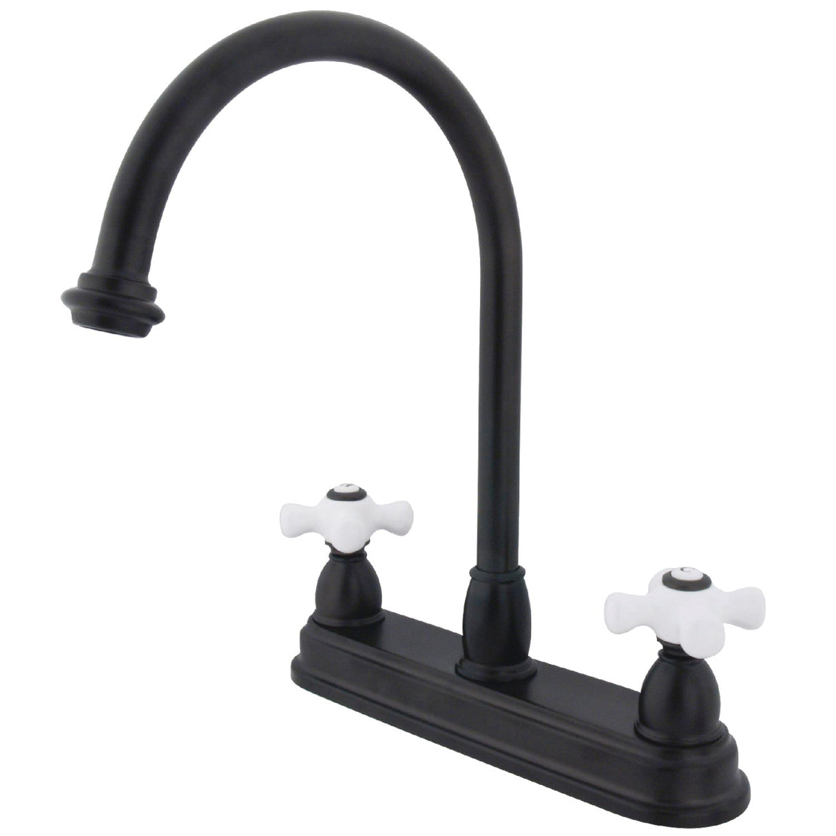 Restoration KB3745PX Two-Handle 3-Hole Deck Mount 8" Centerset Kitchen Faucet, Oil Rubbed Bronze