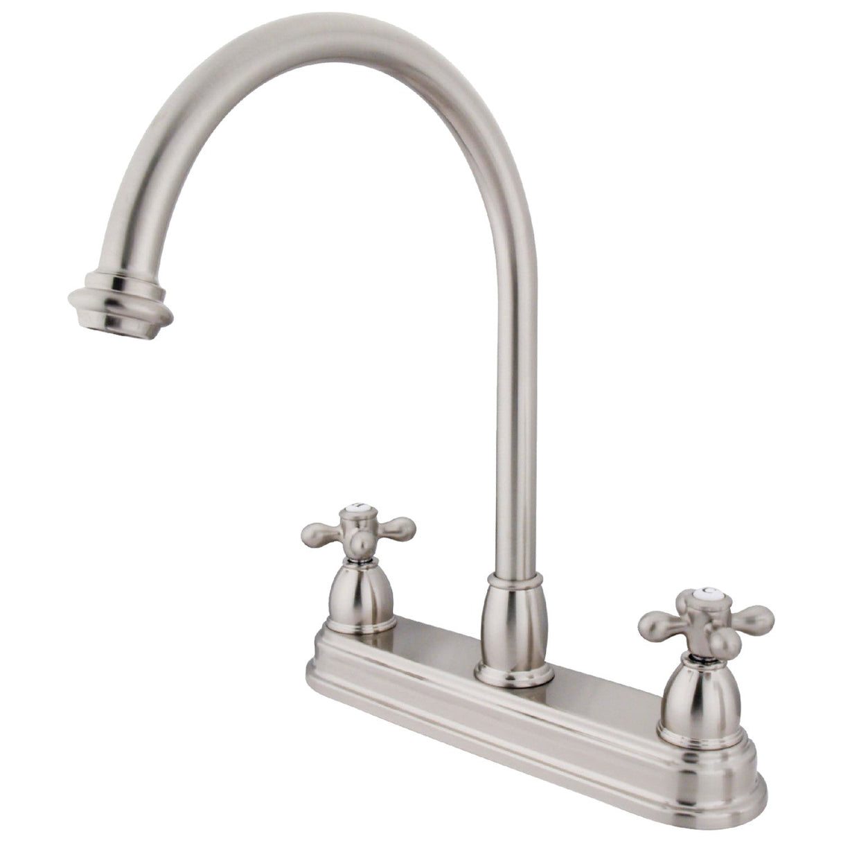 Restoration KB3748AX Two-Handle 3-Hole Deck Mount 8" Centerset Kitchen Faucet, Brushed Nickel