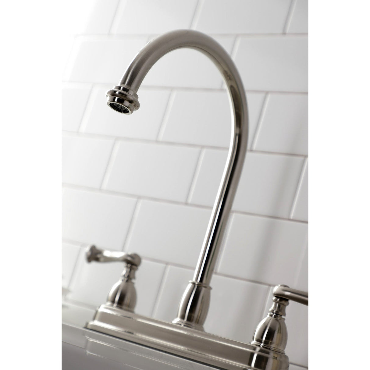 KB3748FL Two-Handle 3-Hole Deck Mount 8" Centerset Kitchen Faucet, Brushed Nickel