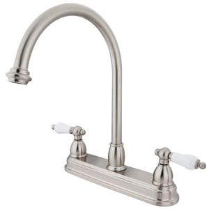 Restoration KB3748PL Two-Handle 3-Hole Deck Mount 8" Centerset Kitchen Faucet, Brushed Nickel