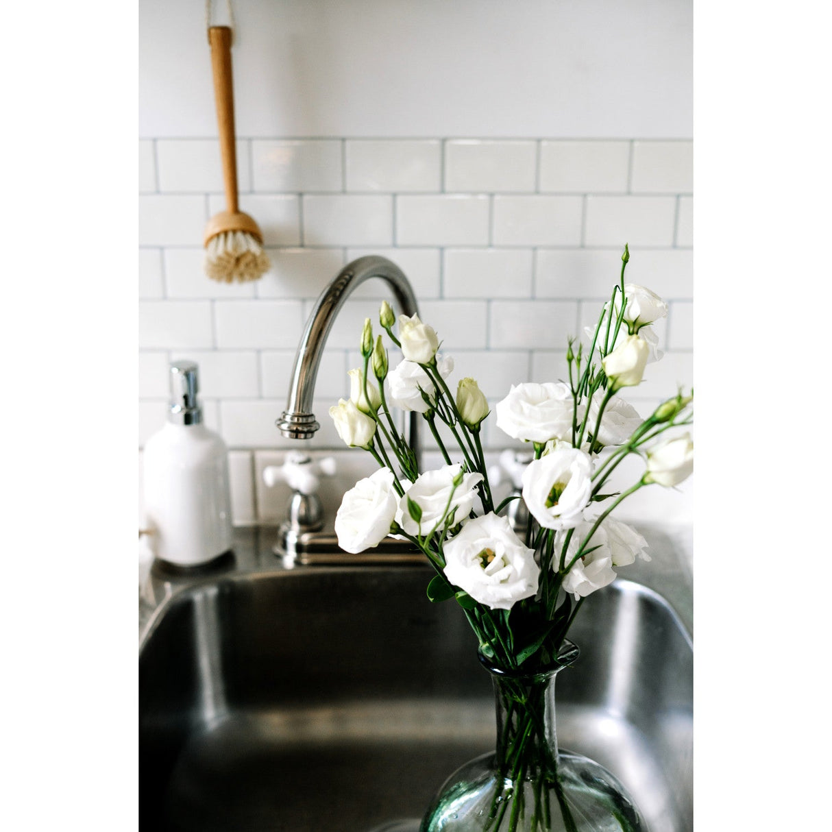 Restoration KB3748PX Two-Handle 3-Hole Deck Mount 8" Centerset Kitchen Faucet, Brushed Nickel