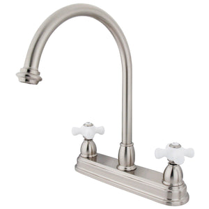 Restoration KB3748PX Two-Handle 3-Hole Deck Mount 8" Centerset Kitchen Faucet, Brushed Nickel