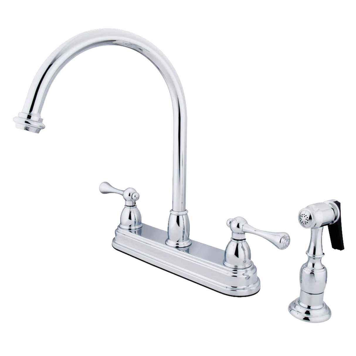 Vintage KB3751BLBS Two-Handle 4-Hole Deck Mount 8" Centerset Kitchen Faucet with Side Sprayer, Polished Chrome