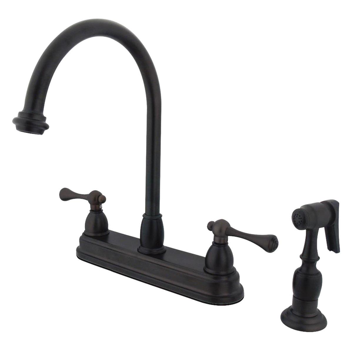 Vintage KB3755BLBS Two-Handle 4-Hole Deck Mount 8" Centerset Kitchen Faucet with Side Sprayer, Oil Rubbed Bronze