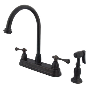 Vintage KB3755BLBS Two-Handle 4-Hole Deck Mount 8" Centerset Kitchen Faucet with Side Sprayer, Oil Rubbed Bronze