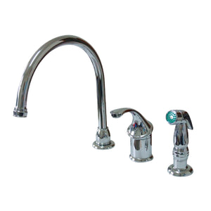 Georgian KB3811GLSP Single-Handle 3-Hole Deck Mount Widespread Kitchen Faucet with Plastic Sprayer, Polished Chrome