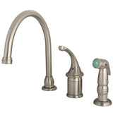 Georgian KB3818GLSP Single-Handle 3-Hole Deck Mount Widespread Kitchen Faucet with Plastic Sprayer, Brushed Nickel