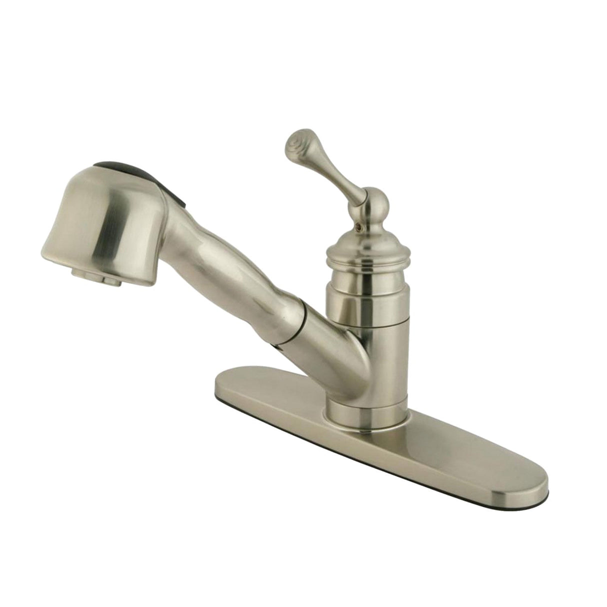 Vintage KB3898BL Single-Handle 1-or-3 Hole Deck Mount Pull-Out Sprayer Kitchen Faucet, Brushed Nickel