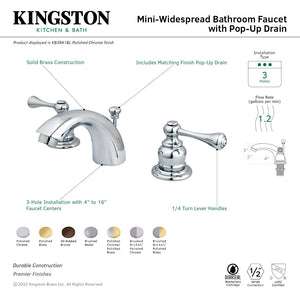 Vintage KB3945BL Two-Handle 3-Hole Deck Mount Mini-Widespread Bathroom Faucet with Plastic Pop-Up, Oil Rubbed Bronze