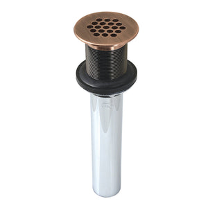 Trimscape KB400AC Brass Grid Bathroom Sink Drain without Overflow, 17 Gauge, Antique Copper