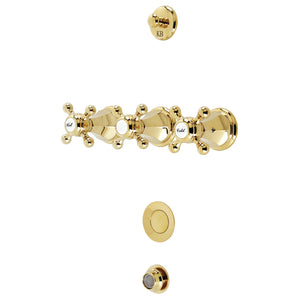 Metropolitan KB4322BX Three-Handle Deck Mount Bidet Faucet with Brass Pop-Up, Polished Brass