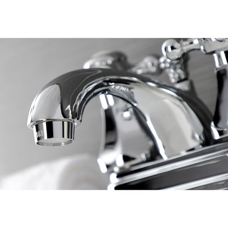 Metropolitan KB4601BX Two-Handle 3-Hole Deck Mount 4" Centerset Bathroom Faucet with Plastic Pop-Up, Polished Chrome