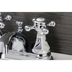 Metropolitan KB4601BX Two-Handle 3-Hole Deck Mount 4" Centerset Bathroom Faucet with Plastic Pop-Up, Polished Chrome