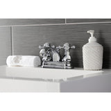 Metropolitan KB4601BX Two-Handle 3-Hole Deck Mount 4" Centerset Bathroom Faucet with Plastic Pop-Up, Polished Chrome
