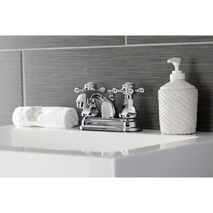 Metropolitan KB4601BX Two-Handle 3-Hole Deck Mount 4" Centerset Bathroom Faucet with Plastic Pop-Up, Polished Chrome