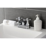 Metropolitan KB4601BX Two-Handle 3-Hole Deck Mount 4" Centerset Bathroom Faucet with Plastic Pop-Up, Polished Chrome