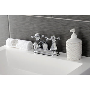 Metropolitan KB4601BX Two-Handle 3-Hole Deck Mount 4" Centerset Bathroom Faucet with Plastic Pop-Up, Polished Chrome