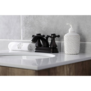 Metropolitan KB4605BX Two-Handle 3-Hole Deck Mount 4" Centerset Bathroom Faucet with Plastic Pop-Up, Oil Rubbed Bronze