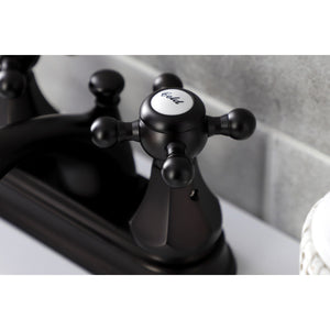 Metropolitan KB4605BX Two-Handle 3-Hole Deck Mount 4" Centerset Bathroom Faucet with Plastic Pop-Up, Oil Rubbed Bronze
